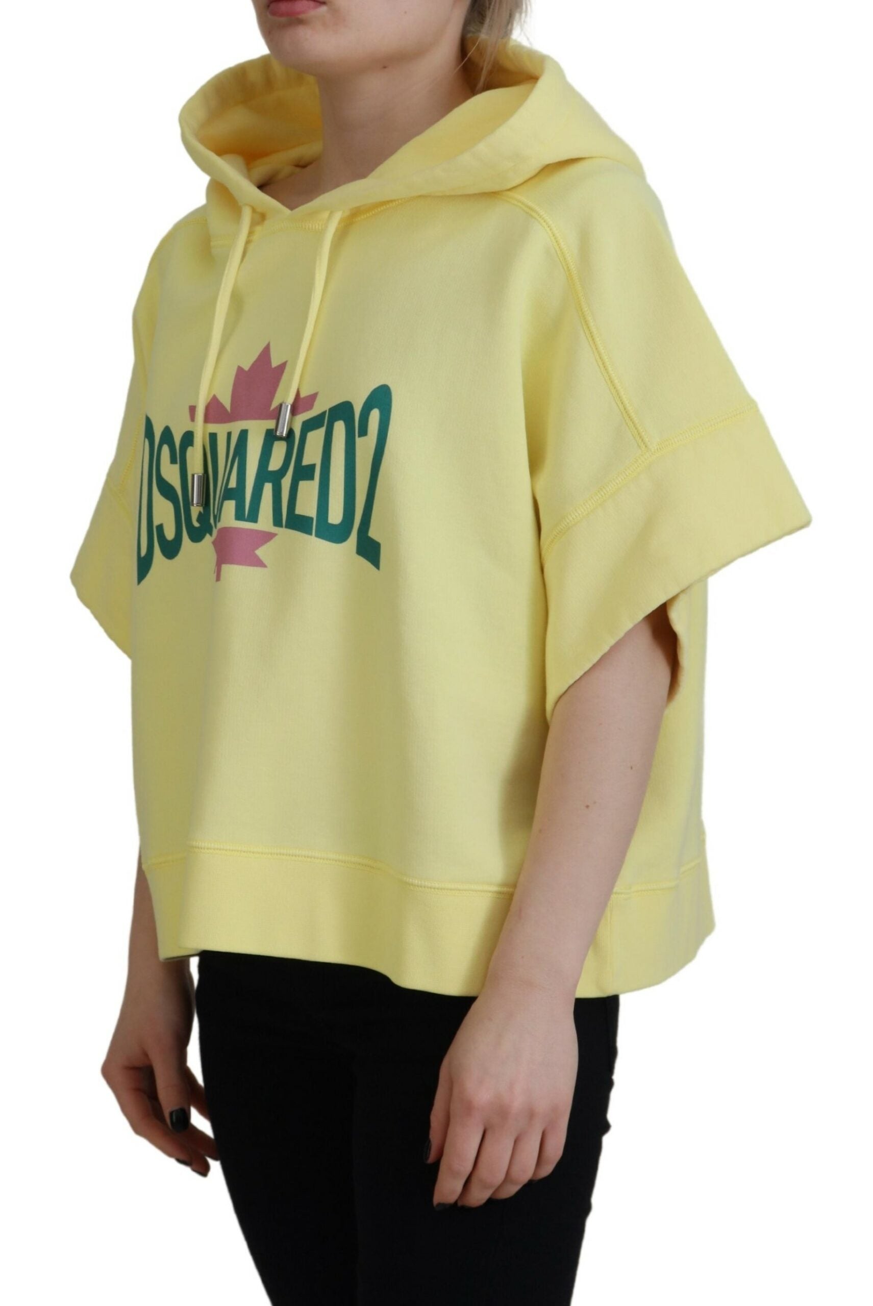 Dsquared² Sarı Logo Baskılı Pamuklu Kapüşonlu Sweatshirt Kazak